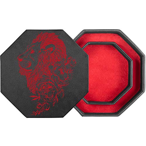shibby Würfelbrett mit Würfel-Ablage und Deckel für alle Tabletop Spiele - 23,5cm floral M6-2 (rot) von shibby