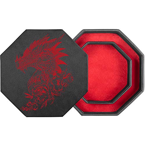 shibby Würfelbrett mit Würfel-Ablage und Deckel für alle Tabletop Spiele - 23,5cm floral M8-2 (rot) von shibby