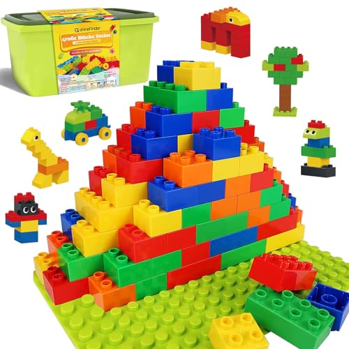 shineFinder Großen bausteine Kompatibel mit duplo bausteine, für Kleinkinder ab 2 Jahren mit Steinebox, Set für Kreatives Spielen, Lernspielzeug von shineFinder