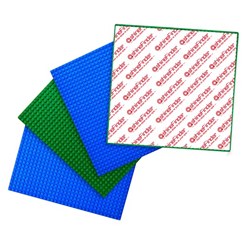 shineFinder 4 Platten-Set Bauplatte Kompatibel mit Lego Bausteinen, 25.5 * 25.5cm, Grundplatte zum Abziehen und Aufkleben für Tischplatte, Wand, Aufbewahrungsbox (2 Grün + 2 Blau) von shineFinder