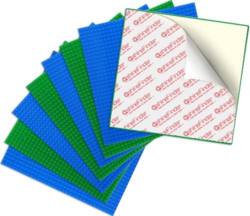 shineFinder 8 Platten-Set Bauplatte Kompatibel mit Lego Bausteinen, 25.5 * 25.5cm, Grundplatte zum Abziehen und Aufkleben für Tischplatte, Wand, Aufbewahrungsbox (4 Grün + 4 Blau) von shineFinder