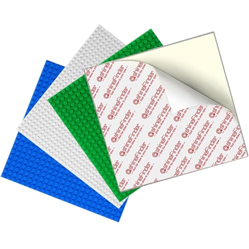 shineFinder 4 Platten-Set Bauplatte Kompatibel mit Lego Bausteinen, 25.5 * 25.5cm, Grundplatte zum Abziehen und Aufkleben für Tischplatte, Wand, Aufbewahrungsbox (Weiß, Grau, Blau, Grün shineFinder 4 Platten-Set Bauplatte Kompatibel mit Lego Bausteinen, 25.5 * 25.5cm, Grundplatte zum Abziehen und Aufkleben für Tischplatte, Wand, Aufbewahrungsbox (Weiß, Grau, Blau, Grün von shineFinder