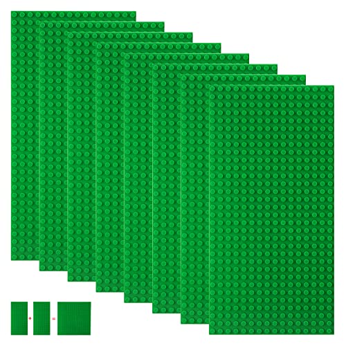 shineFinder 8 Platten-Set Bauplatten Kompatibel mit meisten Marken,rechteckige Grundplatten 25.6 * 12.8cm mit 16 * 32 Noppen für Kreatives Spielen (Grüne, 25.6 * 12.8cm) von shineFinder