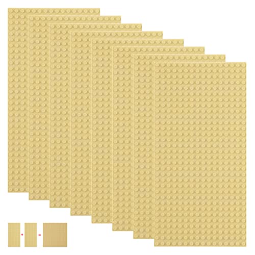 shineFinder 8 Platten-Set Bauplatten Kompatibel mit meisten Marken,rechteckige Grundplatten 25.6 * 12.8cm mit 16 * 32 Noppen für Kreatives Spielen (Sande, 25.6 * 12.8cm) von shineFinder