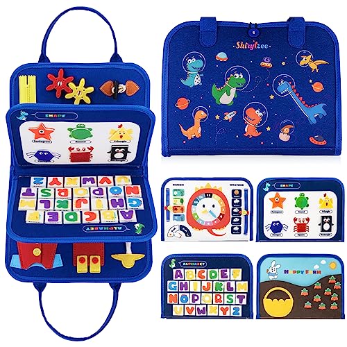 shirylzee Busy Board für Kleinkinder,Montessori Spielzeug Activity Board 4-Schichten Vorschul Lernspielzeug für das Alter 2-6 Jährige Mädchen Junge Geschenk, Blau von shirylzee