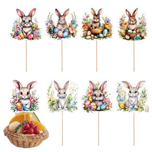 shizuku Fröhliche Ostern Cupcake-Topper,Ostereier Cupcake-Topper - Osterhasen-Cupcake-Topper - Osterkuchendekorationen für Geburtstagsparty-Dekorationen von shizuku