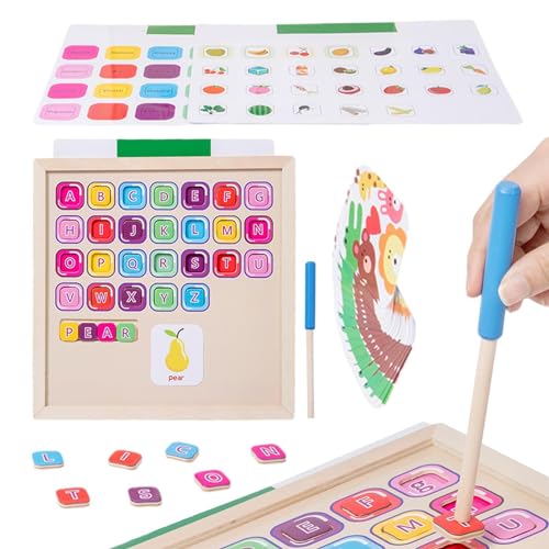 shizuku Magnetisches Alphabet-Labyrinthbrett - Magnetisches passendes Alphabet-Puzzle aus Holz - Tragbares Feinmotorik-Kleinkind-Vorschulspiel, Spielzeug für Kinder von shizuku