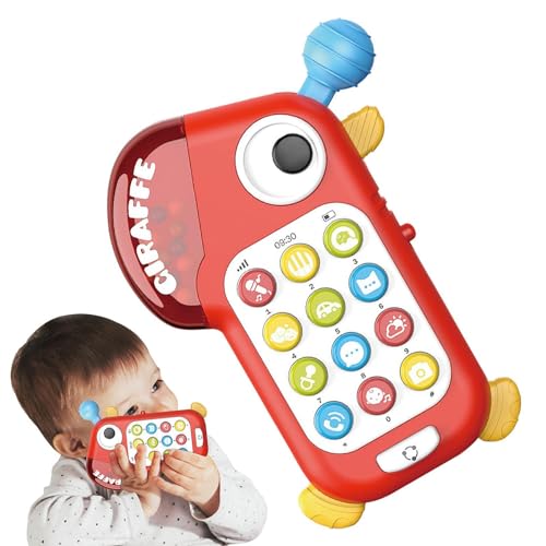 shizuku Spielzeug-Handy,Kinder-Handy-Spielzeug | Kinder Giraffe Beleuchtung Spielzeug Telefon | Musiksimuliertes Früherziehungs-Mobiltelefon, Cartoon-Erleuchtungs-Lerngeschichtenmaschine für Kinder von shizuku
