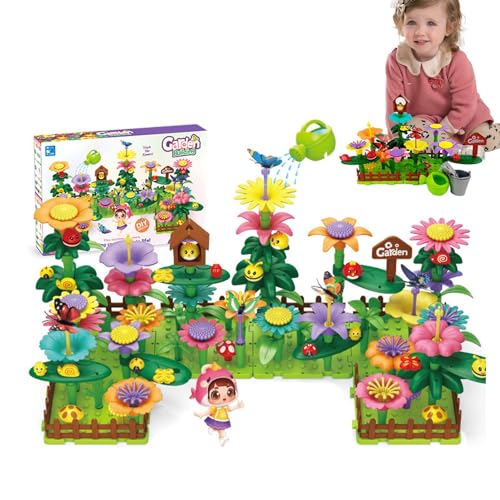 shizuku Spielzeugbaustein für Blumengarten,Bauspielzeug für Blumengarten - Lernaktivität Vorschulspielzeug - DIY-Bausteine, Stapelspielzeug, Gartenbaustein-Set für Mädchen von shizuku