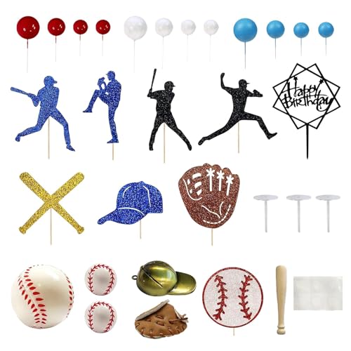 Baseball-Kuchendekoration, Baseball-Ornament, Kinder-Baseball-Kuchenaufsatz, Happy Birthday-Kuchenaufsatz mit Baseball-Thema, Sport-Kuchenzubehör für Kindergeburtstag von shjxi