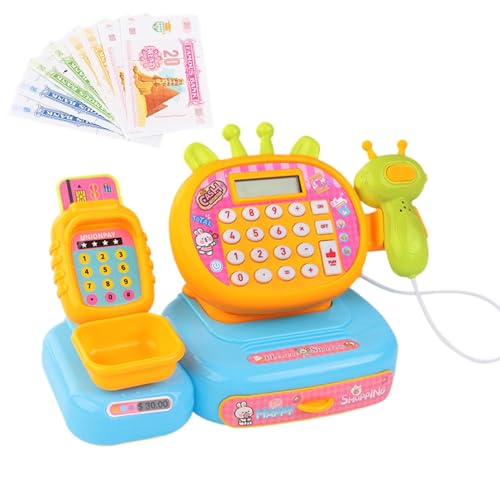 Cash Register, Supermarket Pretend Set, Money Learning Toy, Calculator Included, Early Math Skills Development, Ages 3, Christmas, Birthday Gift, 9.45x4.53x5.31 Inches von shjxi