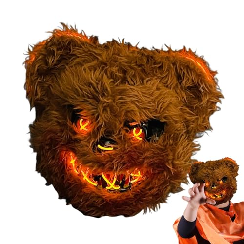 Glow Animal Face Cover | Gruselige Tiergesichtsabdeckung | Halloween Party Cosplay Gesichtsbedeckung | Perfekt für Halloween, Partys und Festivals mit lustigen Cartoon-Designs und bequemer Passform von shjxi