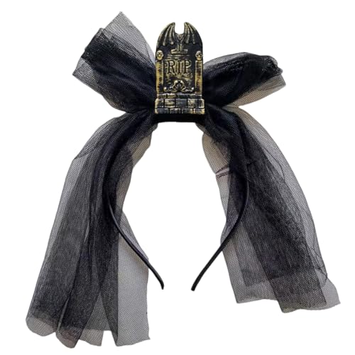 Halloween Kopfschmuck,Gothic Party Grabstein Stirnband Mit Schleier - Grusel Kostümzubehör Haarspange Für Karneval Bühnenauftritte Maskenbälle von shjxi