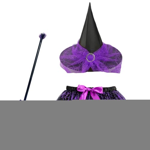 Halloween Witch Costumes, Kid Witch Outfit, Cosplay Accessories Set with Broom Skirt Hat, Elastic Dress Up Kit for Girls Party Themed Photoshoots Masquerade Stage Performance, Multicolor Halloween Witch Costumes, Kid Witch Outfit, Cosplay Accessories Set with Broom Skirt Hat, Elastic Dress Up Kit for Girls Party Themed Photoshoots Masquerade Stage Performance, Multicolor von shjxi