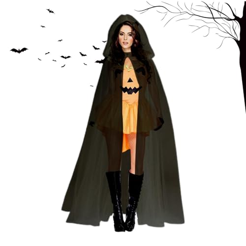 Hexen-Kapuzenumhang – Langes Geist-Cosplay-Kostüm, transparenter Tüll-Zauberer-Umhang, Performance-Umhang für Erwachsene und Jugendliche, Zauberer-Umhang mit Kapuze, Geister-Cosplay-Kostüm von shjxi