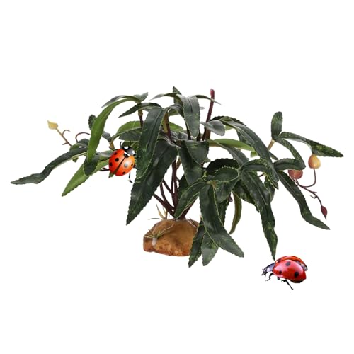 Künstliche Terrariumpflanzen - Realistische falsche Innenblätter für Reptilien, Aquariumdekor mit Süßwasserausstellung, bärtige Drachenpflanzen für Gecko, Schildkröte, Leoparden, Chamäl von shjxi