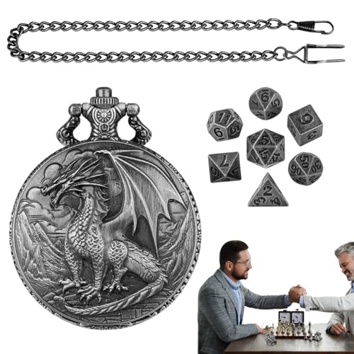 Role Playing Dice Set, Pocket Watch Case Dice, Dragon Pattern Dice Set, Pocket Watch Dice Case, Role Playing Dice Set Dragon Pattern Pocket Watch Dice Set Case for Friends and Family von shjxi