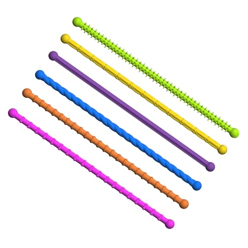 Sensory Toy Set, 6 Pieces Noodle Texture Fidget Toys, Soft Silicone Material, Educational Stress Relief Tools for Classroom, Travel, Camping, Picnic, Study Companion, 11.02 Inches von shjxi