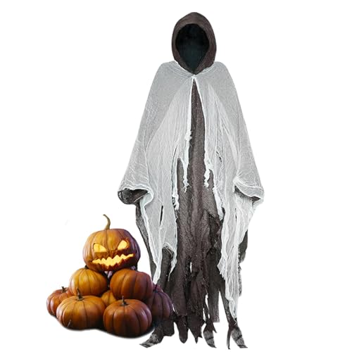 shjxi Halloween-Umhang für Erwachsene, weißer Netz-Umhang, Kostüm, Kapuzenumhang, Uni, Halloween-Kostüm-Zubehör, Halloween-Requisiten, Tanzkostüm-Ideen, Rollenspiel-Kostüme für Erwachsene shjxi Halloween-Umhang für Erwachsene, weißer Netz-Umhang, Kostüm, Kapuzenumhang, Uni, Halloween-Kostüm-Zubehör, Halloween-Requisiten, Tanzkostüm-Ideen, Rollenspiel-Kostüme für Erwachsene von shjxi
