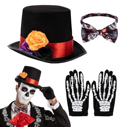 shjxi Tag der Toten Kostüm Hüte | Design Tag der Toten Hüte | Erwachsene Tag der Toten Kostüm Zubehör | Mexikanisch inspiriertes Kostümzubehör Halloween Kostüm Zubehör für Jugendliche von shjxi