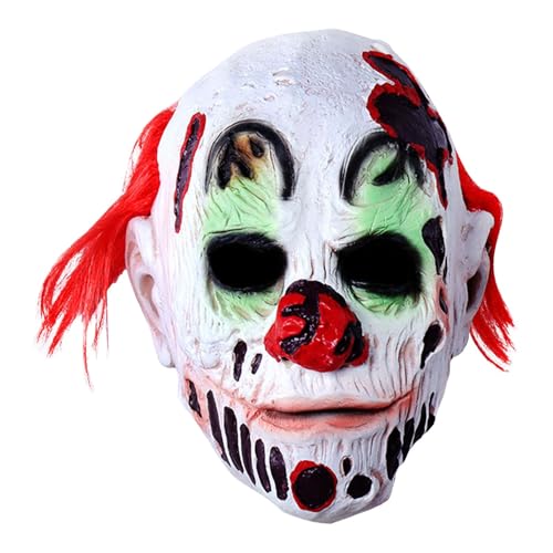 shjxi Vollgesichtskostüm | Gruselige Cosplay Requisite | Rote Haare Fotografie Prop | Rote Haare Gruselige Maske Gruselige Clowns Gesichtsbedeckung Prop Karneval Clowns Maske mit roten Haaren von shjxi