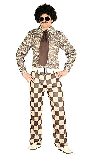 60er 70er Jahre Retro Herren Disco Kostüm kariert Bad Taste Hemd Hose Krawatte Dancefloor Schlagermove Festival Blumen, Größe:L 60er 70er Jahre Retro Herren Disco Kostüm kariert Bad Taste Hemd Hose Krawatte Dancefloor Schlagermove Festival Blumen, Größe:L von shoperama