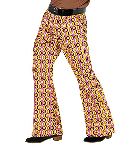 shoperama 70er Jahre Retro Herren Hose mit und ohne Muster Disco Kostüm Siebziger Schlager, Größe:XXL, Farbe:Discs von shoperama
