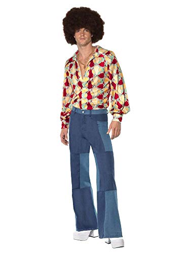 shoperama 70er Jahre Retro Herren Disco Kostüm Hemd Denim-Hose Jeans Patchwork Bad Taste Dancefloor Schlagermove Festival, Größe:XL von shoperama