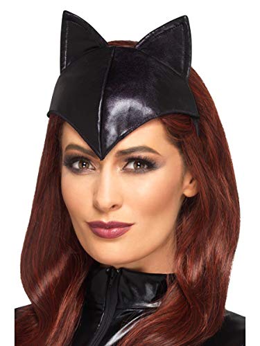 shoperama Catwoman Haarreifen mit Ohren und Stirnteil Katze Kopfschmuck Kostüm-Accessoire Kopfbügel Zubehör Wet-Look von shoperama