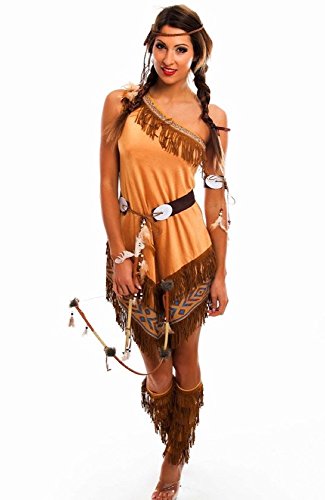 shoperama Damen-Kostüm Indianerin asymmetrisch mit Fransen Squaw Western, Größe:M von shoperama