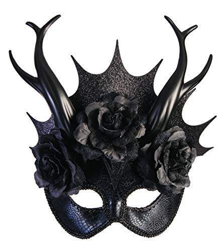 shoperama Gothic Halbmaske mit Krone Geweih Rosen Fantasy Dunkle Königin Kostüm-Zubehör von shoperama