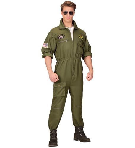 shoperama Herren-Kostüm Kampfjet Pilot Kampfflieger Piloten-Overall Jetpilot Kampfpilot Flieger Army, Größe:XXL von shoperama