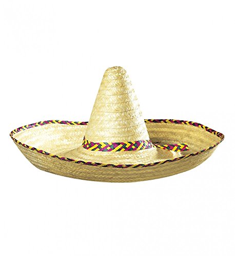 shoperama Sombrero mit Buntem Zierband 65 cm mexikanischer Hut Mexiko groß Mexikaner Kostüm-Zubehör von shoperama