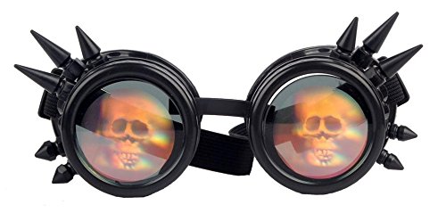 shoperama Steampunk Goggles mit Spikes Totenkopf Brille Burning Man Dornen Schweißerbrille Rave, Farbe:Schwarz shoperama Steampunk Goggles mit Spikes Totenkopf Brille Burning Man Dornen Schweißerbrille Rave, Farbe:Schwarz von shoperama