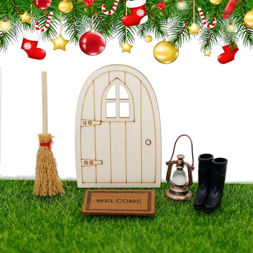 Showll Puppenhaus zubehör weihnachten wichteltür set komplettset wichtel wichtelhaus bastelset weihnachten weihnachtswichtel tür miniatur Haus Ornament Miniaturen Spiel Spielzeug Deko von showll