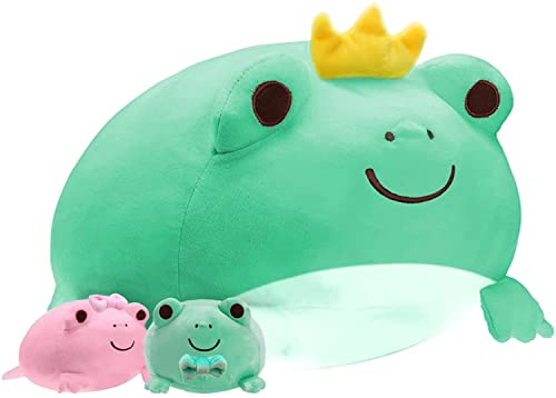 Plüschtier Stofftier Frosch Mama mit 2 Babys, Kawaii Frosch-Plüsch-Kissen, Kuscheltier Plüschkissen Spielzeug, Geschenk gefüllt für Kinder Mädchen Jungen, Schmusetier für Kuscheltierliebhaber von shownicer