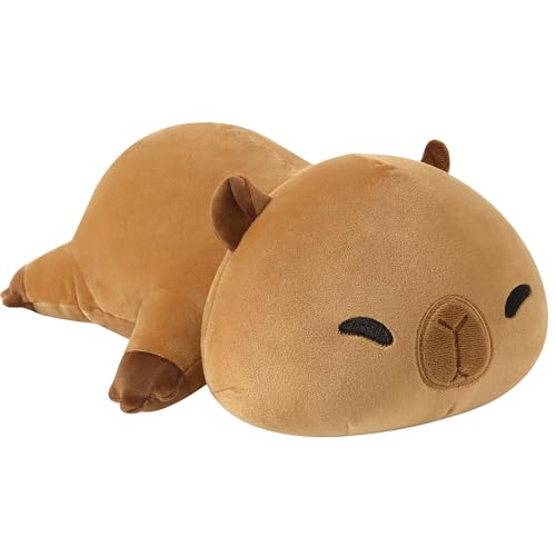 shownicer Gewichtstiere Capybara 0,82KG Gewichtetes Kuscheltier Capybara Stofftier Großes Plüschtier Capybara Plüsch Kissen Spielzeug Wurfkissen Geschenk für Erwachsene Kinder 3+ Jahre (Braun, 35cm) von shownicer