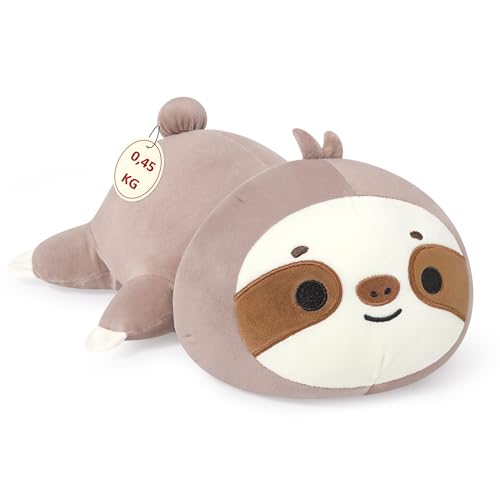 shownicer Gewichtstiere Faultier 0,45KG Gewichtetes Kuscheltier Faultier Stofftier Plüschtier Faultier Plüsch Kissen Spielzeug Wurfkissen Geschenk für Erwachsene Kinder 3+ Jahre (Faultier, 25cm) von shownicer