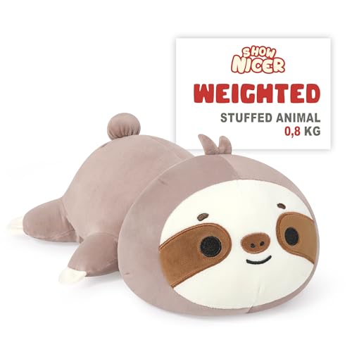 shownicer Gewichtstiere Faultier 0,82KG Gewichtetes Kuscheltier Faultier Stofftier Plüschtier Faultier Plüsch Kissen Spielzeug Wurfkissen Geschenk für Erwachsene Kinder 3+ Jahre (Faultier, 35cm) von shownicer
