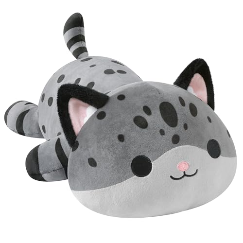 shownicer Gewichtstiere Katze 0,82KG Gewichtetes Kuscheltier Katze Stofftier Großes Plüschtier Katze Plüsch Kissen Spielzeug Wurfkissen Geschenk für Erwachsene Kinder 3+ Jahre (Grau, 35cm) von shownicer