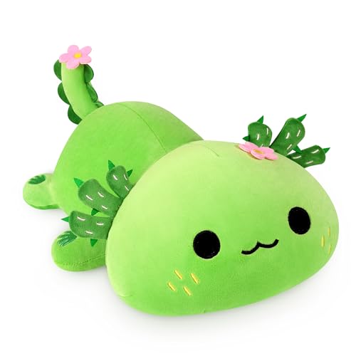 shownicer Plüschtier Axolotl Kuscheltier Stofftier Kawaii Axolotl Plüsch, Axolotl Plüschkissen Spielzeug, Wurfkissen, Schmusetier Geschenk für Kinder Mädchen 3+ Jahre (Kaktus, 33cm) von shownicer