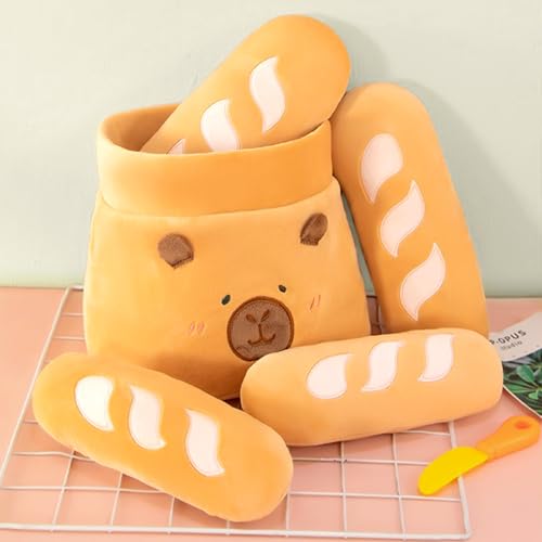shownicer Plüschtier Baguette Kuscheltier Capybara Stofftier Kawaii Baguette Plüsch Kissen Spielzeug Wurfkissen Geschenk für Erwachsene Kinder 3+ Jahre (25cm) von shownicer