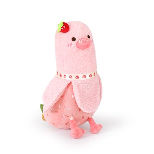 shownicer Plüschtier Banane Ente Kuscheltier Ente Stofftier Kawaii Ente Plüsch Kissen Spielzeug Wurfkissen Geschenk für Erwachsene Kinder 3+ Jahre (Rosa Erdbeere, 50cm) von shownicer