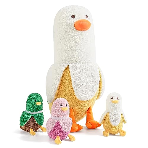 shownicer Plüschtier Banane Ente Kuscheltier Stofftier Kawaii Ente Plüsch, Ente Mama & 3 Babys Plüschkissen Spielzeug, Banane Kissen Puppe, Wurfkissen Schmusetier Geschenk für Kinder Mädchen Jungen shownicer Plüschtier Banane Ente Kuscheltier Stofftier Kawaii Ente Plüsch, Ente Mama & 3 Babys Plüschkissen Spielzeug, Banane Kissen Puppe, Wurfkissen Schmusetier Geschenk für Kinder Mädchen Jungen von shownicer