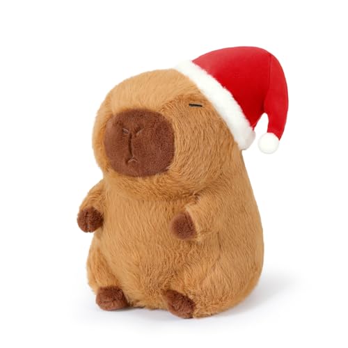 shownicer Plüschtier Capybara Kuscheltier Weihnachten Stofftier Kawaii Capybara Plüsch Kissen Spielzeug Geschenk für Erwachsene Kinder 3+ Jahre (Weihnachten, 25cm) von shownicer