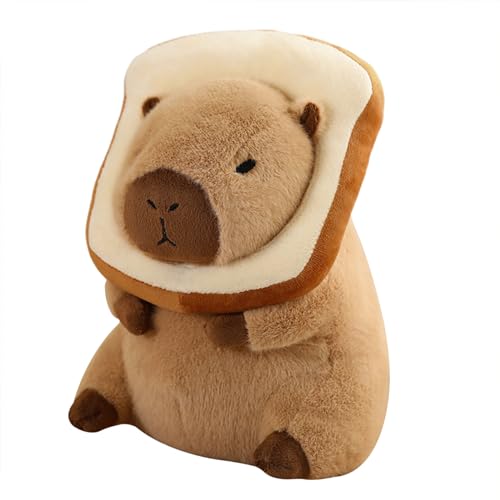 shownicer Plüschtier Capybara Kuscheltier mit Brot Stofftier Kawaii Capybara Plüsch Kissen Spielzeug Wasserschwein Plüsch Wurfkissen Geschenk für Kinder Mädchen 12+ Jahre (Braun, 30cm) von shownicer