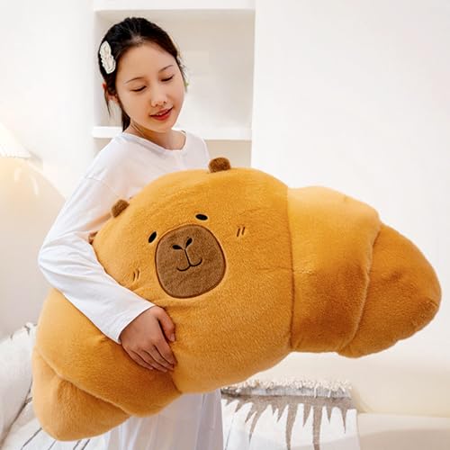 shownicer Plüschtier Croissant Kuscheltier Capybara Stofftier Kawaii Croissant Plüsch Kissen Spielzeug Wurfkissen Geschenk für Erwachsene Kinder 3+ Jahre (100cm) von shownicer