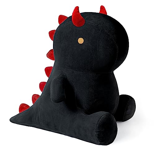 shownicer Plüschtier Dinosaurier Kuscheltier Stofftier Kawaii Dino Plüsch Kissen Spielzeug Plüschsaurier Wurfkissen Schmusetier Geschenk für Kinder Mädchen 12+ Jahre (Schwarz, 45cm) von shownicer