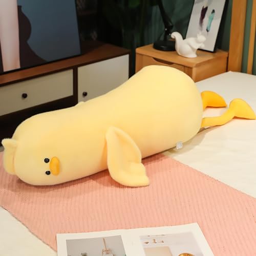 shownicer Plüschtier Ente Kuscheltier Stofftier Kawaii Ente Plüsch Kissen Spielzeug Wurfkissen Geschenk für Kinder Mädchen 3+ Jahre (Gelb, 90cm) von shownicer