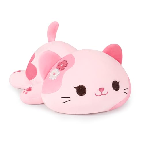 shownicer Plüschtier Katze Kuscheltier Stofftier Kawaii Katze Plüsch Kissen Spielzeug Kätzchen Plüsch Wurfkissen Geschenk für Kinder Mädchen 3+ Jahre (Rosa, 50cm) von shownicer